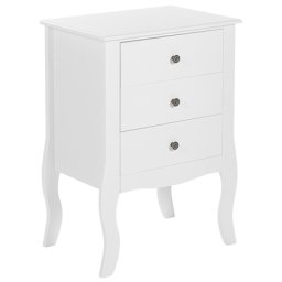 Nachttisch Weiß MDF-Platte 48 x 34 x 70 cm Skandinavisch Modern Klassisch 3 Schubladen Schlafzimmer