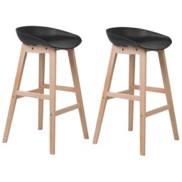 Stilvoller Barstuhl 2er Set Schwarz/heller Holzfarbton Stoff/Holz Elegant/Modern