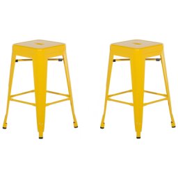 Trendy Barhocker 2er Set Gelb Metall 76 cm Industriell