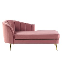 Chaiselongue Rosa Linksseitig aus Samtstoff mit goldene Beine aus hochwertigem Metall Wohnzimmer Elegant Modern