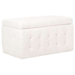 Hocker Weiß Bouclé Rechteckig mit Stauraum Deckel Steppung Modern Sitzbank Bettbank Fußbank Fußhocker Schemel Schlafzimmer Wohnzimmer Flur