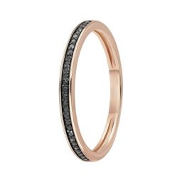 Lucardi Schienenring, 585 Rotgold, 29 schwarze Diamanten 0,08 kt Ringe Damen