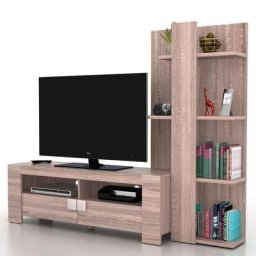 Wohnwand Lisburn, Wandregal Raumteiler Schrankwand, 3D-Struktur Eiche-Optik 199x160x50 cm ~ Variantenangebot
