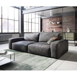 DELIFE Big-Sofa Lanzo L 260x110 cm Lederimitat Vintage Anthrazit, Big Sofas