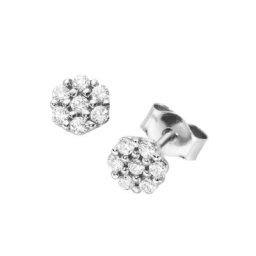 Luigi Merano Ohrstecker Blüte mit Zirkonia, Gold 375 Ohrringe Weiss Damen