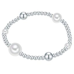 Lulu & Jane Armband Metall-Legierung Glasperle in Silber Armbänder & Armreife Damen