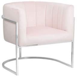 Clubsessel Rosa Samtstoff Edelstahl Moderner-Look Esszimmer Club Wohnzimmer