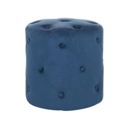 Pouf Dunkelblau Samtstoff Rund Knopfversteppung Elegant/Modern