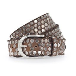 b.belt Nietengürtel Leder Gürtel Hellbraun Damen