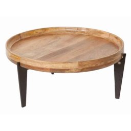 MiaMöbel Beistelltisch 'Tom Tailor', rund 75 cm Massivholz, Metall Mango Modern Indien Indisch