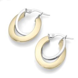 Luigi Merano Creolen oval, glänzend, Gold 375 Hellbraun Damen