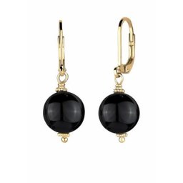 Elli Elli Ohrringe Basic Edelsteine Rund Klassisch Onyx Silber vergoldet Damen