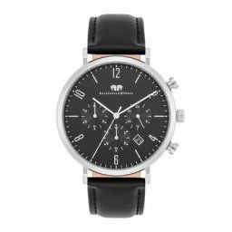 Rhodenwald & Söhne Chronograph Arakon in Silber Echtleder in Schwarz Herrenuhren Herren