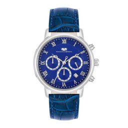 Rhodenwald & Söhne Chronograph Moonlight in Silber Echtleder in Blau Herrenuhren Herren
