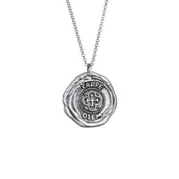 KUZZOI KUZZOI Halskette Herren Antike Münze Rund Coin Kreuz 925 Silber Ketten
