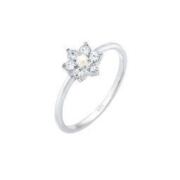 Elli PREMIUM Elli PREMIUM Ring Blume Floral Synthetische Perle 925 Silber Ringe Damen