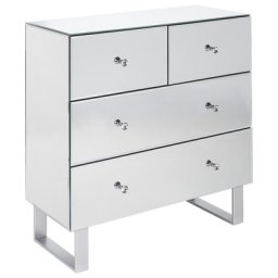 Nachttisch Spiegeleffekt Glas MDF Platte 80 x 35 x 80 cm Glamourös Spiegeleffekt Geräumige Schubladen Dekorativ Funktional Schlafzimmer