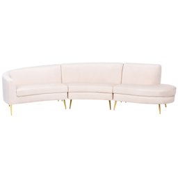 Wohnlandschaft Helles Beige aus Samtstoff Rundecke Kinosofa Rundsofa für Wohnzimmer für Salon