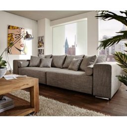 DELIFE Big-Sofa Marbeya 290x110 cm Hellgrau mit Schlaffunktion, Big Sofas