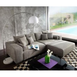 DELIFE Big-Sofa XXL Marbeya 290x110 cm Hellgrau mit Schlaffunktion Hocker, Big Sofas