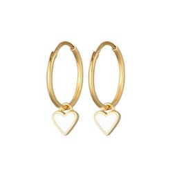 Elli Elli Ohrringe Creolen Hänger Herzen Emaille 925 Sterling Silber Damen