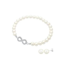 Elli Elli Schmuckset Infinity Perle Basic Kristalle Schmuck-Set Damen
