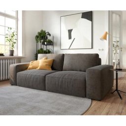 DELIFE Big-Sofa Lanzo L 260x110 cm Mikrofaser Khakibraun, Big Sofas
