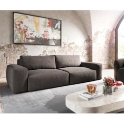 DELIFE Big-Sofa Lanzo XL 270x130 cm Mikrofaser Khakibraun, Big Sofas