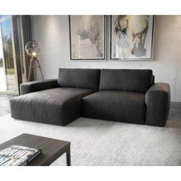 DELIFE Ecksofa Lanzo XL 270x180 cm Lederimitat Vintage Anthrazit Recamiere variabel, Ecksofas