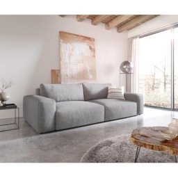 DELIFE Big-Sofa Lanzo XL 270x130 cm Mikrofaser Grau, Big Sofas