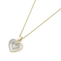 Luigi Merano Kette Anhänger 2 Herzen mit Zirkonia, bicolor, Gold 375 Ketten Hellbraun Damen
