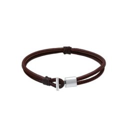 KUZZOI KUZZOI Armband Herren Basic Echtleder Knoten Haken 925er Silber Herrenschmuck