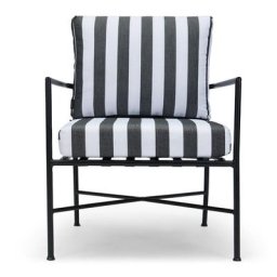 BEL AIR Gartenstuhl - Gartenstuhl, Stoff in Schwarz-Weiß & schwarzes Metall