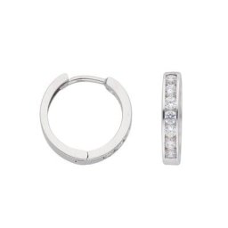 Adelia´s Paar Ohrhänger 1 Paar 333 Weißgold Ohrringe / Creolen mit Zirkonia Ø 13,6 mm, 333 Gold mit Zirkonia Goldschmuck für Damen