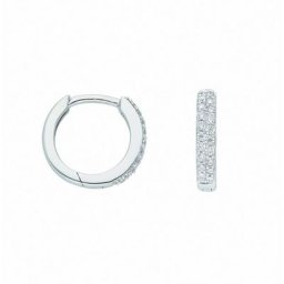 Adelia´s Paar Ohrhänger 1 Paar 585 Weißgold Ohrringe / Creolen mit Zirkonia Ø 13,1 mm, mit Zirkonia Goldschmuck für Damen