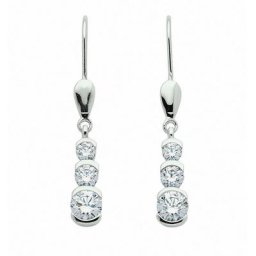 Adelia´s Paar Ohrhänger 1 Paar 333 Weißgold Ohrringe / Ohrhänger mit Zirkonia, 333 Gold mit Zirkonia Goldschmuck für Damen