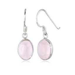 Elli Paar Ohrhänger Rosenquarz Basic Elegant Oval 925 Silber