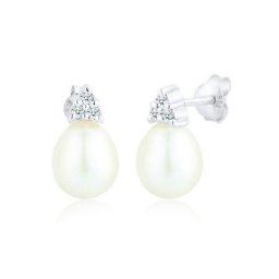 Elli DIAMONDS Paar Ohrstecker Diamant Süßwasserzuchtperle Elegant 925 Silber