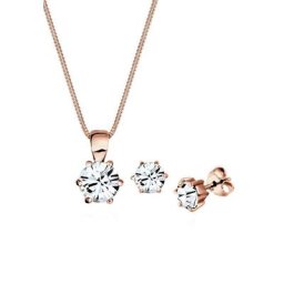 Elli Schmuckset Stecker und Kette mit Kristall Rund