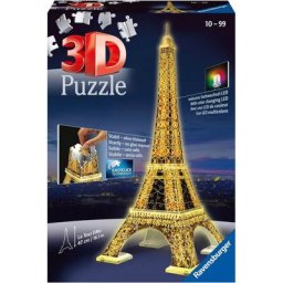 Ravensburger 3D-Puzzle Eiffelturm bei Nacht, 216 Puzzleteile, mit Farbwechsel LEDs, Made in Europe, FSC® - schützt Wald - weltweit