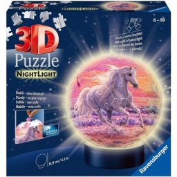 Ravensburger Puzzleball Nachtlicht Pferde am Strand, 72 Puzzleteile, mit Leuchtsockel inkl. LEDs, FSC® - schützt Wald - weltweit
