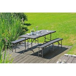 Garden Pleasure Bierzeltgarnitur Ventana, 3-tlg., 2 Bänke, Tisch, Kunststoff