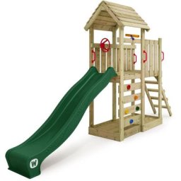 Wickey - Stelzenhaus Klettergerüst JoyFlyer mit Rutsche, Kletterturm mit Sandkasten, Leiter &