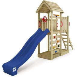 Wickey - Stelzenhaus Klettergerüst JoyFlyer mit Rutsche, Kletterturm mit Sandkasten, Leiter &