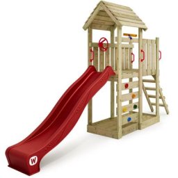 Wickey - Stelzenhaus Klettergerüst JoyFlyer mit Rutsche, Kletterturm mit Sandkasten, Leiter &