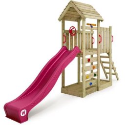 Wickey - Stelzenhaus Klettergerüst JoyFlyer mit Rutsche, Kletterturm mit Sandkasten, Leiter &