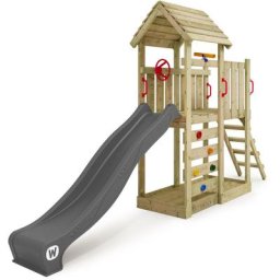 Wickey - Stelzenhaus Klettergerüst JoyFlyer mit Rutsche, Kletterturm mit Sandkasten, Leiter &