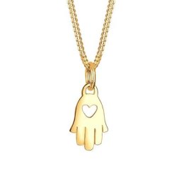 Elli PREMIUM Elli PREMIUM Halskette Hamsa Hand Herz Symbol Talisman 585 Gelbgold Ketten Damen