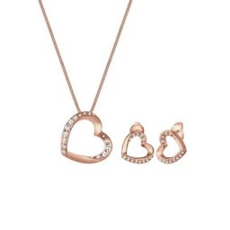 Elli PREMIUM Elli PREMIUM Schmuckset Herz Verbundenheit Kristalle Silber Schmuck-Set Damen