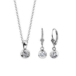 Nenalina Nenalina Schmuckset Kette Ohrhänger Zirkonia Steine Solitär 925 Silber Schmuck-Set Damen